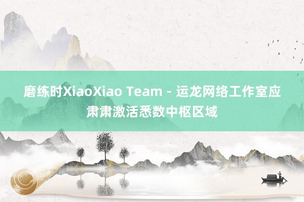 磨练时XiaoXiao Team - 运龙网络工作室应肃肃激活悉数中枢区域